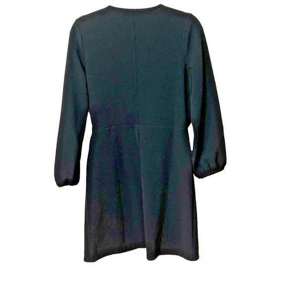 Madewell Dress Women's Medium Black V-Neck Wrap Tie Career Solid Short Preppy - Picture 2 of 6
